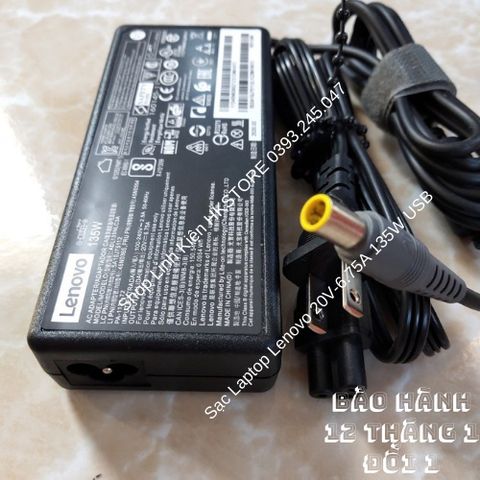 Sạc Laptop Lenovo 20V-6.75A 135W Chân Kim cho Y50-70, Y40-70, T550p, Y700, Y70, Y50, T530, T540P, T440P, W540 - Bảo Hành 12 tháng