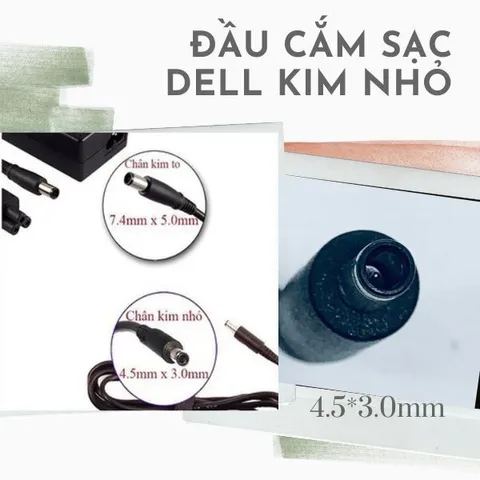 Sạc laptop dell 3.34A 4.62 chân kim to chân kim nhỏ, sạc máy tính dell zin cao cấp tặng kèm dây nguồn PHỤ KIỆN LAPTOP