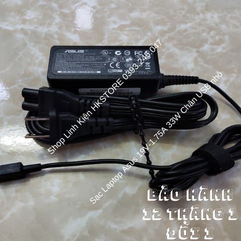 Sạc Laptop Asus 19V-1.75A 33W Micro-USB - Dùng cho E202S, X205T, E200H, Bảo hành 12 tháng, Mới Zin