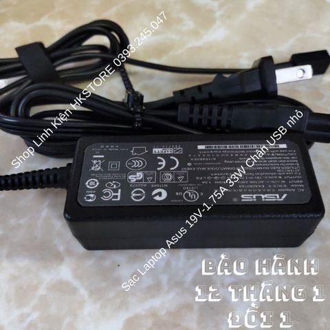 Sạc Laptop Asus 19V-1.75A 33W Micro-USB - Dùng cho E202S, X205T, E200H, Bảo hành 12 tháng, Mới Zin