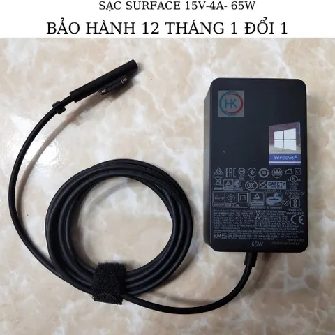 Sạc Surface Pro 4 M3 15V-4A 65W Chính Hãng Microsoft - Phụ Kiện Tương Thích với Pro 3, 5, 6, 7, Surface Book, Go, Studio