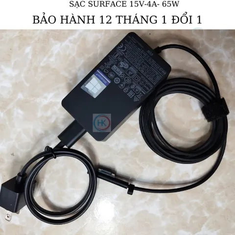 Sạc Surface Pro 4 M3 15V-4A 65W Chính Hãng Microsoft - Phụ Kiện Tương Thích với Pro 3, 5, 6, 7, Surface Book, Go, Studio