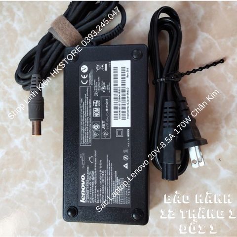 Sạc Laptop Lenovo 20V-8.5A 170W Chân Kim Chính Hãng - Tương Thích với W520 W530 W540 W541 T440p L540 L440, Bảo Hành 12 Tháng