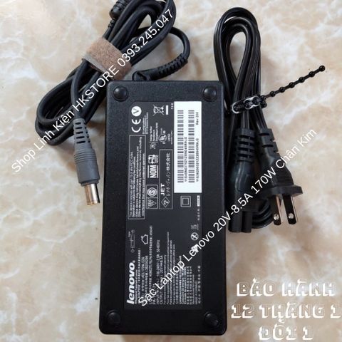 Sạc Laptop Lenovo 20V-8.5A 170W Chân Kim Chính Hãng - Tương Thích với W520 W530 W540 W541 T440p L540 L440, Bảo Hành 12 Tháng