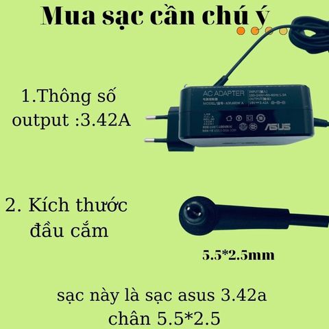 Sạc Laptop Asus 65W Chính Hãng Savintech - Cục Sạc 3.42A Vuông, Chân Cắm 5.5*2.5, Bảo Hành 12 Tháng