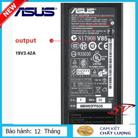Sạc Laptop Asus 19.5V 3.42A 65W - Sạc Zin Hình Chữ Nhật Chất Lượng Cao, Bảo Hành 12 Tháng