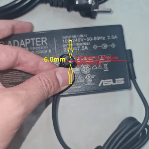 Sạc Laptop Asus Rog Strix G531GT G731GT G531 G571 Output: 20V - 7.5A 150W Chân tròn có kim ở giữa, đầu sạc 6.0mm*3.7mm P