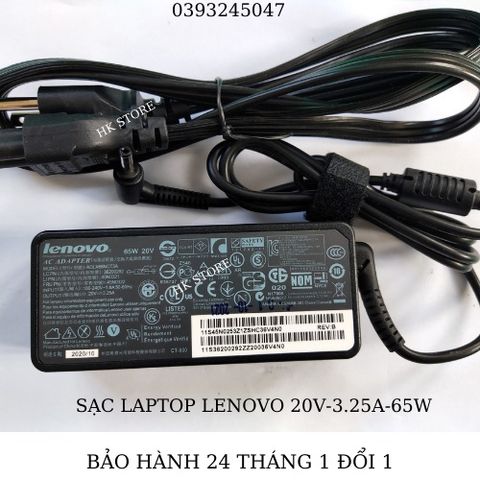 Sạc Laptop Lenovo Ideapad 20V-3.25A 65W Chính Hãng, Tương Thích Với Nhiều Dòng Máy, Bảo Hành 24 Tháng, Được Tặng Kèm Dây Nguồn