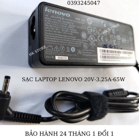 Sạc Laptop Lenovo Ideapad 20V-3.25A 65W Chính Hãng, Tương Thích Với Nhiều Dòng Máy, Bảo Hành 24 Tháng, Được Tặng Kèm Dây Nguồn