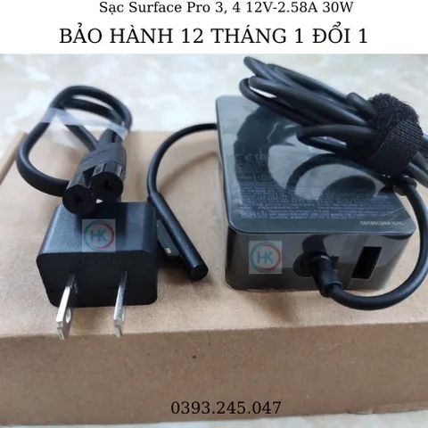 Sạc Adapter Microsoft Surface Pro 3-4 15V-2.58A 44W Chính Hãng, Phù Hợp Model 1625 1724 1796 1824 1901, Bảo Hành 12 Tháng