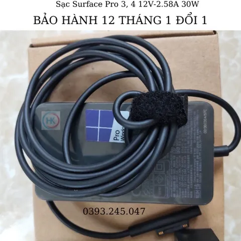 Sạc Adapter Microsoft Surface Pro 3-4 15V-2.58A 44W Chính Hãng, Phù Hợp Model 1625 1724 1796 1824 1901, Bảo Hành 12 Tháng