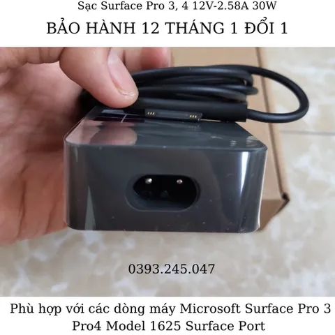 Sạc Adapter Microsoft Surface Pro 3-4 15V-2.58A 44W Chính Hãng, Phù Hợp Model 1625 1724 1796 1824 1901, Bảo Hành 12 Tháng