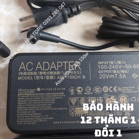 Sạc Laptop Asus 20V 7.5A 150W - Chân Kim Nhỏ 6.0 x 3.7mm cho ROG Strix GL531GT GL731GT PX731GT FX505GT