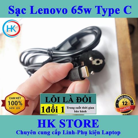 Sạc Laptop Lenovo 20V 3.25A 65W Chân Type C - Adapter Chính Hãng Dùng Cho Yoga, Ideapad và Các Dòng Lenovo Khác