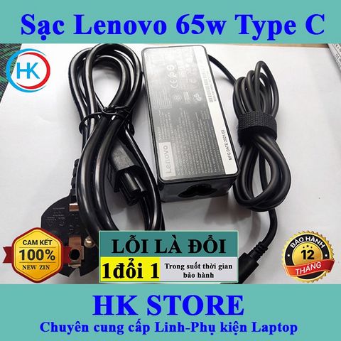 Sạc Laptop Lenovo 20V 3.25A 65W Chân Type C - Adapter Chính Hãng Dùng Cho Yoga, Ideapad và Các Dòng Lenovo Khác