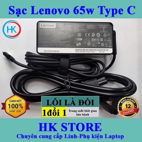 Sạc Laptop Lenovo 20V 3.25A 65W Chân Type C - Adapter Chính Hãng Dùng Cho Yoga, Ideapad và Các Dòng Lenovo Khác