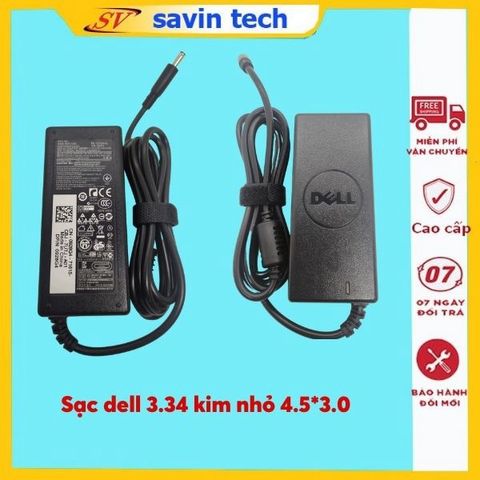 Sạc Laptop Dell 3,34 Kim Nhỏ 65W Chân Φ4.5Φ3.0, Adapter Chính Hãng Bảo Hành 12 Tháng - Sạc Zin Cao Cấp cho Máy Tính Dell