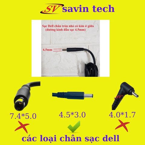 Sạc Laptop Dell 3,34 Kim Nhỏ 65W Chân Φ4.5Φ3.0, Adapter Chính Hãng Bảo Hành 12 Tháng - Sạc Zin Cao Cấp cho Máy Tính Dell