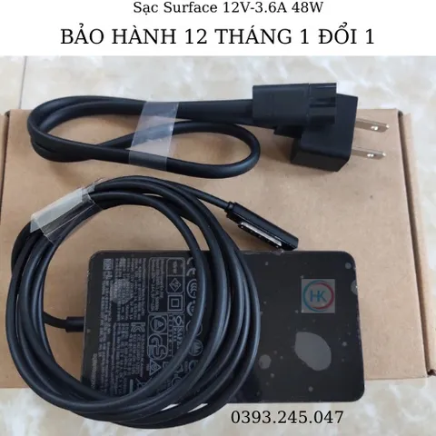 Sạc Surface Pro 2 12V-3.6A 48W Chính Hãng Cho Microsoft Surface RT Pro1 Pro2 Tablet 1536 1514 1601 1631 - Bảo Hành 12 Tháng