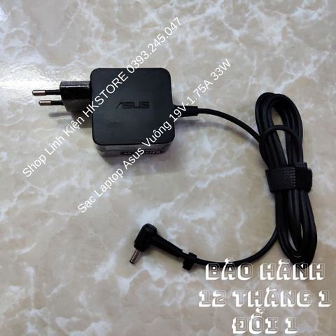 Sạc Laptop Asus Vuông 19V-1.75A 33W Chính Hãng - Dùng Cho X453, X553, K401L, E502 và nhiều mẫu khác, Bảo Hành 12 Tháng