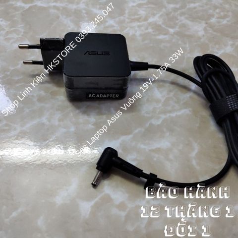 Sạc Laptop Asus Vuông 19V-1.75A 33W Chính Hãng - Dùng Cho X453, X553, K401L, E502 và nhiều mẫu khác, Bảo Hành 12 Tháng