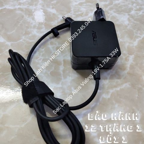 Sạc Laptop Asus Vuông 19V-1.75A 33W Chính Hãng - Dùng Cho X453, X553, K401L, E502 và nhiều mẫu khác, Bảo Hành 12 Tháng