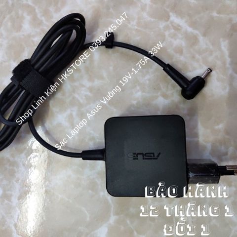 Sạc Laptop Asus Vuông 19V-1.75A 33W Chính Hãng - Dùng Cho X453, X553, K401L, E502 và nhiều mẫu khác, Bảo Hành 12 Tháng