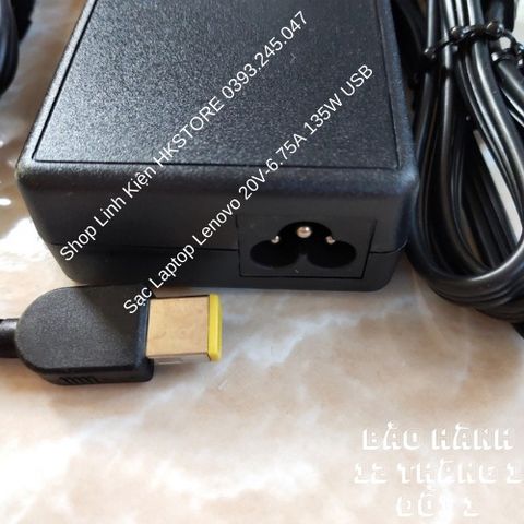 Sạc Laptop Lenovo 20V-6.75A 135W USB Chân Vuông, Phù Hợp Cho Y50-70, Y40-70, T550p, Y700, T540P - Bảo Hành 12 Tháng
