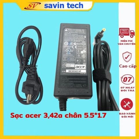 Sạc Laptop Acer 65W 19V-3,42A ZIN Original - Bảo Hành 12 Tháng - Sạc Chất Lượng Cao cho Máy Tính Acer