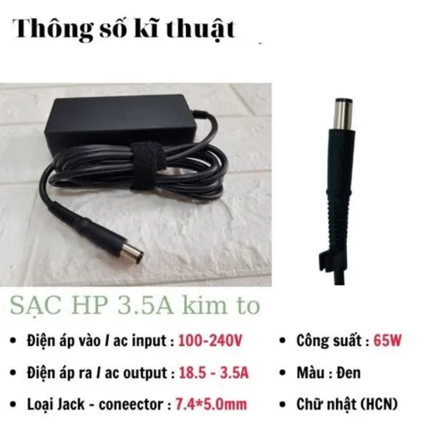 Sạc Laptop HP 3.5A chân kim to savin tech, sạc máy tính hp 65w zin cao cấp - tặng kèm dây nguồn dây nguồn hp PHỤ KIỆN LA