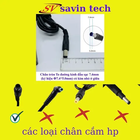 Sạc Laptop HP 3.5A chân kim to savin tech, sạc máy tính hp 65w zin cao cấp - tặng kèm dây nguồn dây nguồn hp PHỤ KIỆN LA