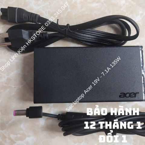 Sạc Laptop Acer 19V 7.1A 135W Chính Hãng - Tương Thích Acer Aspire 7 V15 V17 8940 9800 9810 Travelmate 2000 2100 270, Bảo Hành 12 Tháng