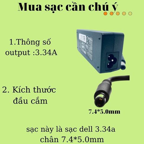 Sạc Laptop Dell 3.34 Kim To Chính Hãng - Sạc Đẹp Chắc Chắn, Bảo Hành 12 Tháng, Chân Cắm 7.4*5.5