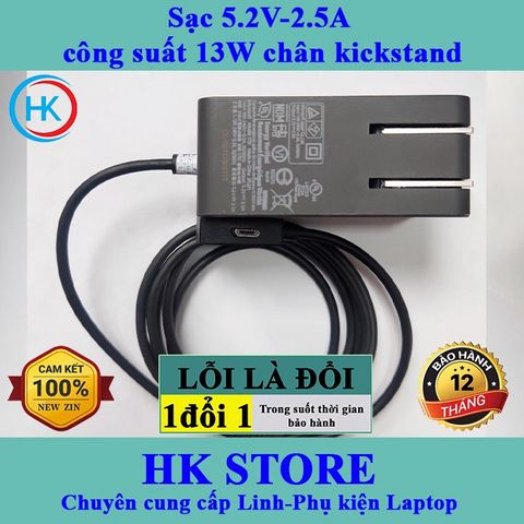 Sạc laptop Microsoft Surface 3 5.2V-2.5A 13W chính hãng cho model 1623/1624/1645/1706/1751 - Bảo hành 12 tháng
