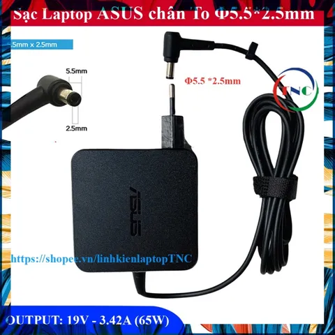 [Chân To] Sạc Laptop ASUS 19V - 3.42A (65w) cho Asus K45A, K55A, X45C, X401, K46, F451, X450, X550, P550, X551, X552 PHỤ