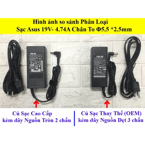 Sạc Laptop Asus 19V  4.74A  90W (ADAPTER Asus 19V  4.74A  90W) KÈM DÂY NGUỒN PHỤ KIỆN LAPTOP