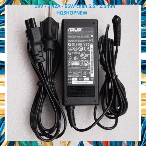 [Sạc zin] Sạc laptop Asus 19V - 3.42A - 65W chữ nhật chân to 5.5*2.5mm PHỤ KIỆN LAPTOP