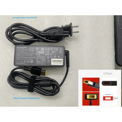 [Sạc zin] Sạc laptop Lenovo ThinkPad X270  20V - 2.25A - 3.25A - 45W - 65W chân vuông USB PHỤ KIỆN LAPTOP