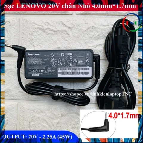 Sạc Laptop Lenovo 20V- 2.25A chân nhỏ Idepad 100-15IBY 100-15IBD 100-14IBY (Adapter Lenovo Idepad 100-14 100-15) PHỤ KIỆ