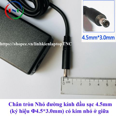 Sạc Laptop Dell 45W 19.5V 2.31A Chân Kim Nhỏ 4.5mm x 3.0mm - Tặng Kèm Dây Nguồn - Phụ Kiện Laptop Chính Hãng