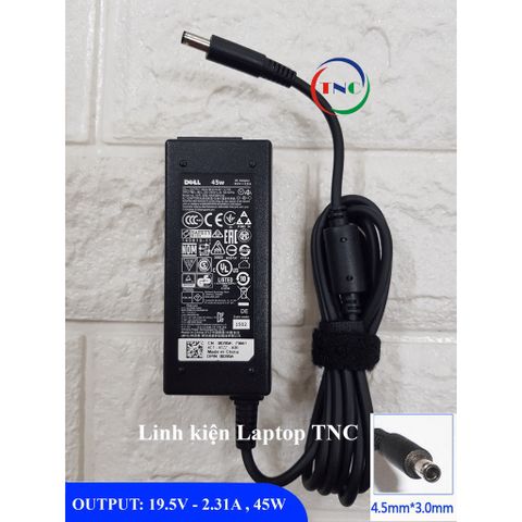Sạc Laptop Dell 45W 19.5V 2.31A Chân Kim Nhỏ 4.5mm x 3.0mm - Tặng Kèm Dây Nguồn - Phụ Kiện Laptop Chính Hãng