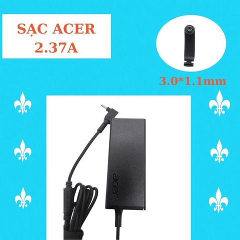 Sạc Laptop Acer 2,37A 65W Chân Nhỏ 3.0*1.1mm - Phụ Kiện Chính Hãng Bảo Hành 12 Tháng, Chất Lượng Cao