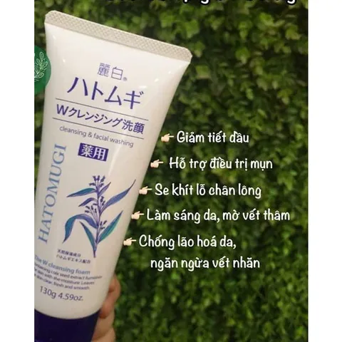Sữa rửa mặt Hatomugi Cleansing Facial Foam chiết xuất ý dĩ dưỡng ẩm dưỡng trắng da Nhật Bản 130g