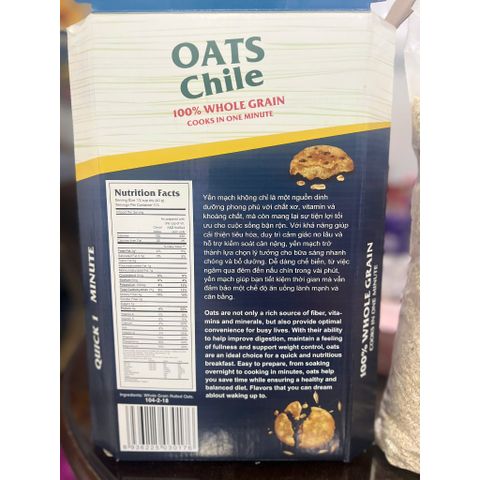 Thùng 4kg Yến Mạch Chile Cán Vỡ - (Gồm 2 gói)