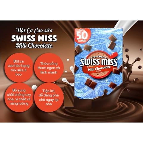 HSD 6/2026 Bột Cacao Sữa Swiss Miss Hộp 50 Gói 1.95kg