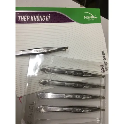 Vĩ 5 Cái Nhíp Nhổ Lông Mày NC5 Đầu Xéo Kềm Nghĩa