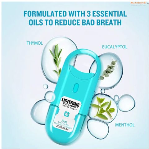 Vĩ 2 Xịt thơm miệng diệt khuẩn Listerine 7,7ml Cool Mint Pockeymist Mỹ