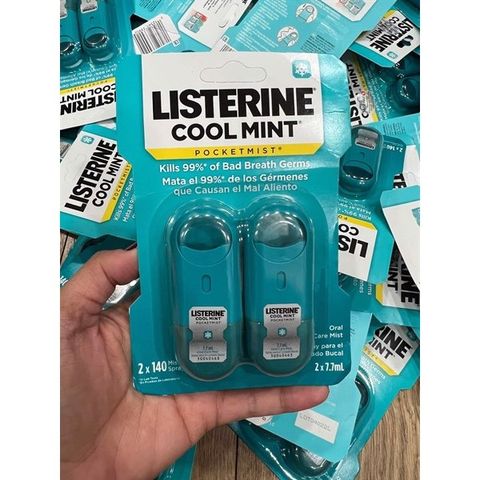 Vĩ 2 Xịt thơm miệng diệt khuẩn Listerine 7,7ml Cool Mint Pockeymist Mỹ