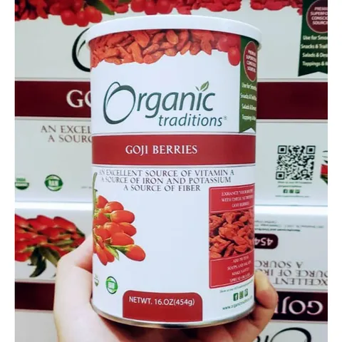 ( Mẫu mới Tem Nổi ) kỷ Tử Organic Traditions GoJi Berries 454g made in USA( date 6/27)
