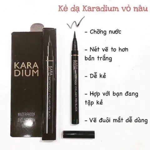 Bút Dạ Kẻ Mắt Karadium Vỏ Trắng siêu mảnh